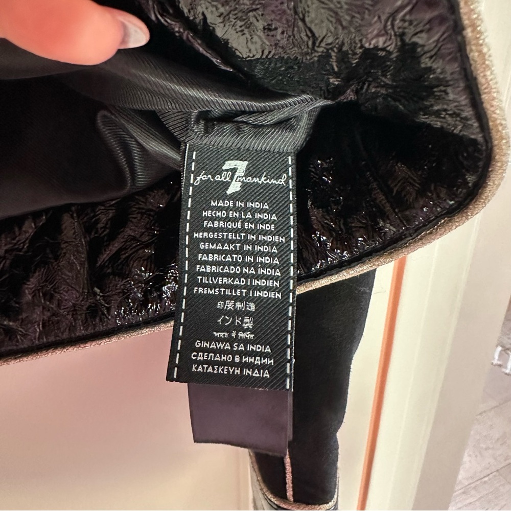 7 For All Mankind Black and White Leather Jacket with Architectural Stitching - Picture 13 of 14